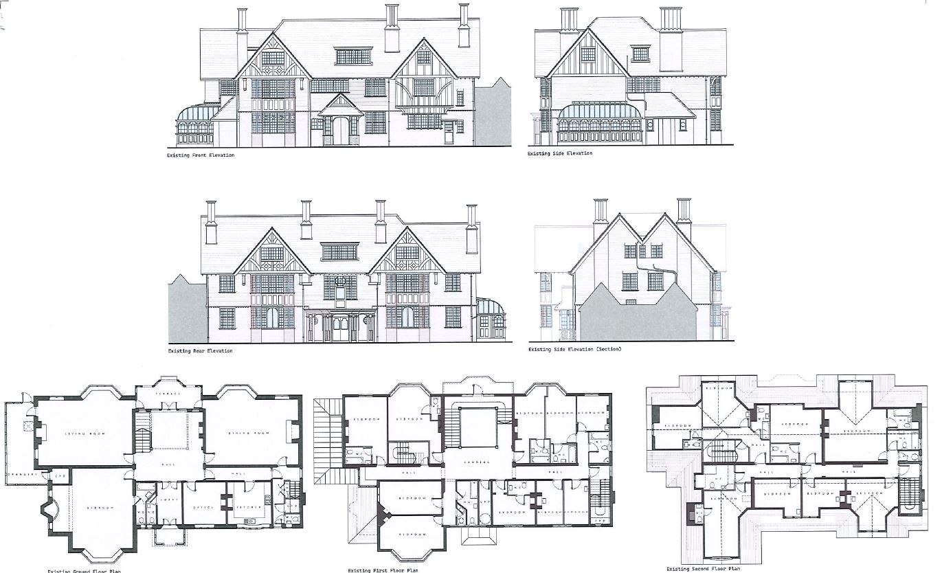 Lot: 45234 - TO BE OFFERED IN OUR 26TH MARCH AUCTION - FORMER CARE HOME WITH CONSENT FOR CONVERSION INTO SUBSTANTIAL DWELLING - Existing Elevations